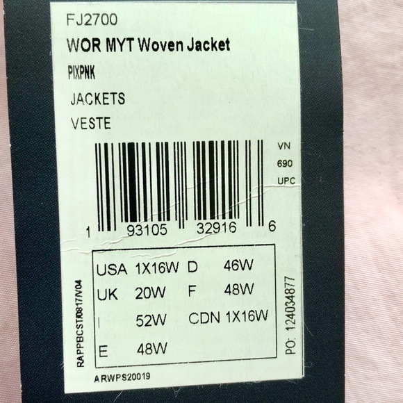 Reebok, Speedwick, Jacket, Pink, Windbreaker, Size, 1X, 16W, New With Tags - Picture 15 of 16